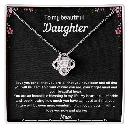 Beautiful Daughter Love Knot Necklace with Message Card From Dad