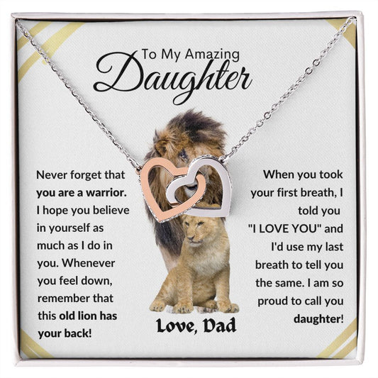 Daughter Interlocking Hearts Necklace From Dad