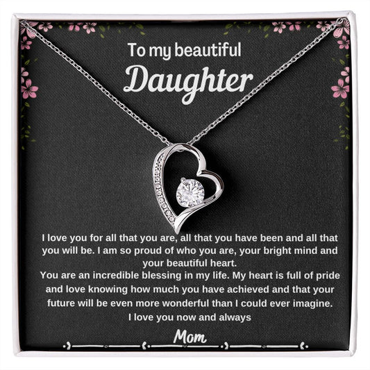 Beautiful Daughter Forever Love Necklace with Message Card From Mom